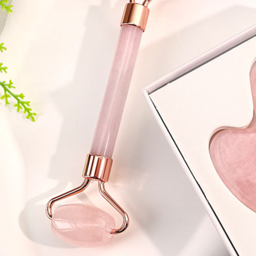 Rose Quartz Facial Roller and Heart Gua Sha
