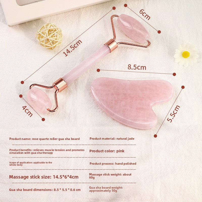 Rose Quartz Facial Roller and Heart Gua Sha