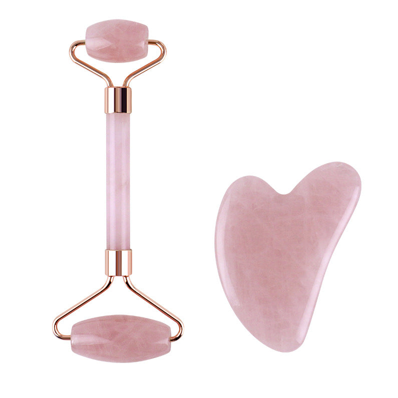 Rose Quartz Facial Roller and Heart Gua Sha