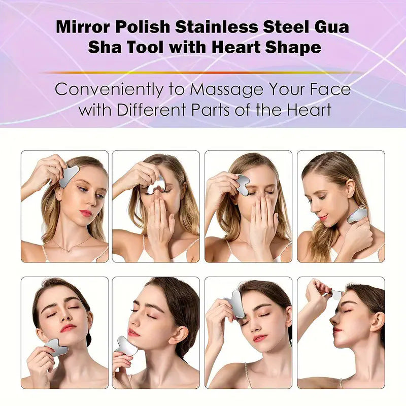 Stainless Steel Heart-shaped Facial Scraping Board